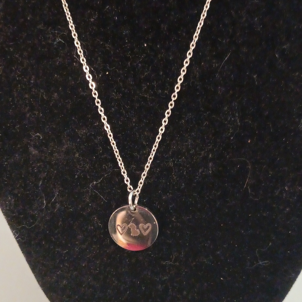 Stainless steel love my pendant on a 17 inch stainless steel chain with extender